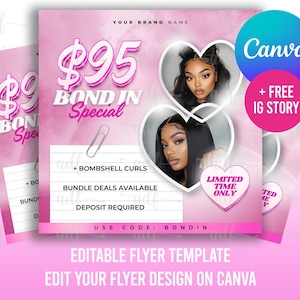 Bond in Hair Booking Flyer, Hair Flyer, Wig Flyer, Book Now Flyer, Books Open Flyer, Calendar Flyer, Hair Extensions Wig Flyer