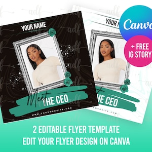 Meet the CEO flyer, Social Media, Entrepreneur Flyer, Mua Flyer, Canva DIY template, Hair Flyer, Nails Flyer, Brows Flyer, Website Launch