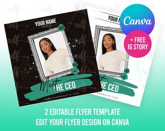 Treffen Sie den Chef Flyer, Social Media, Entrepreneur Flyer, Mua Flyer, Canva DIY Template, Hair Flyer, Nails Flyer, Brows Flyer, Website Launch