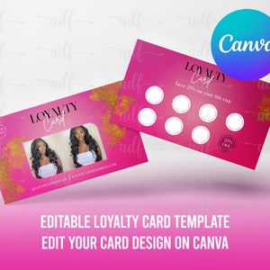 HAIR STYLIST LOYALTY Card Template, Editable, Digital Download, Lash business card, Canva, Lash loyalty card, Reward Card, Beauty loyalty