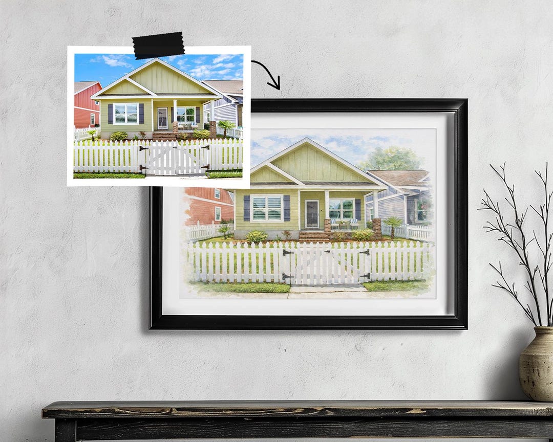Custom Watercolor House Portrait From Photo Personalized Home Painting ...