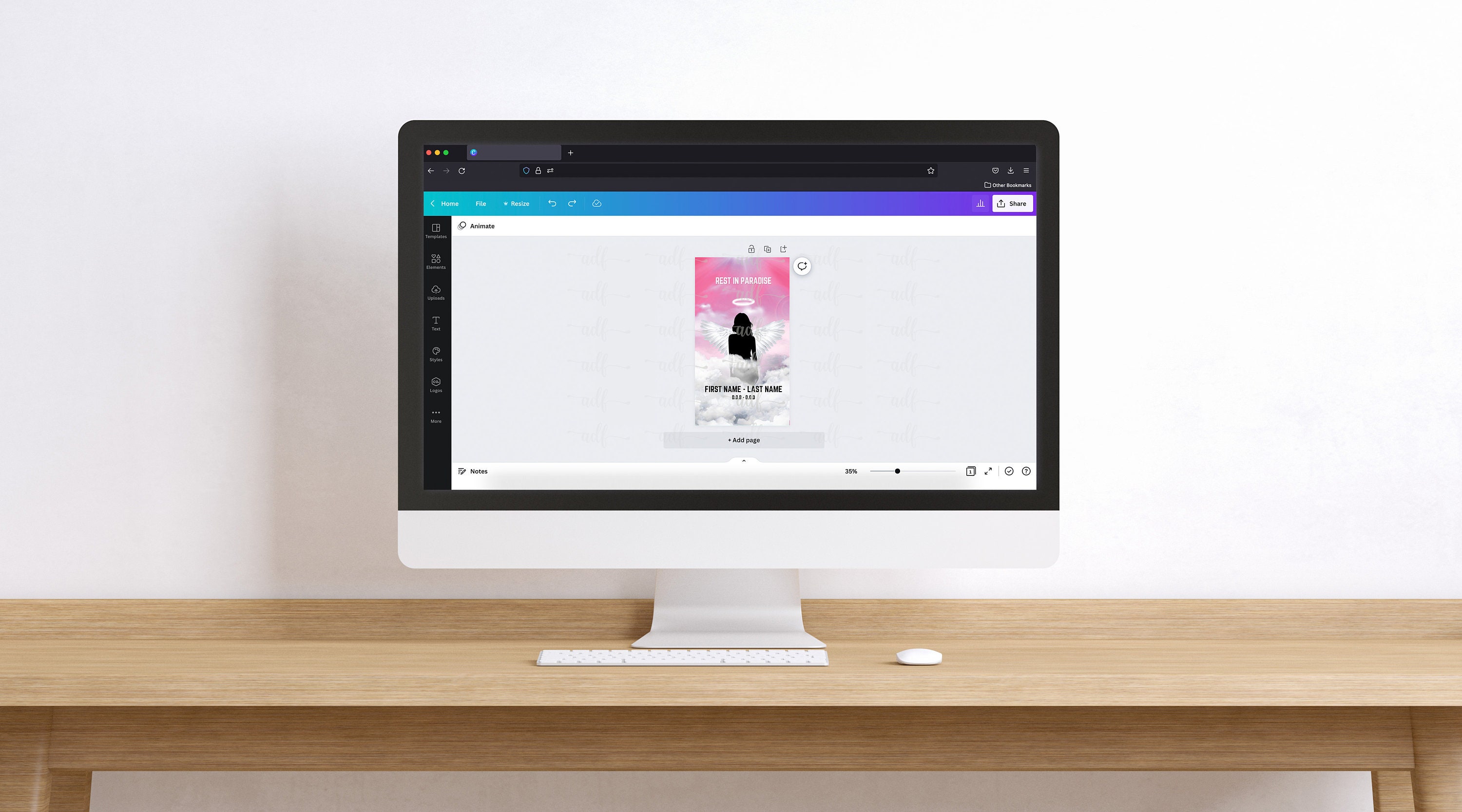 RIP Angel Wings Instagram Template, Instant Download, Digital Memorial ...
