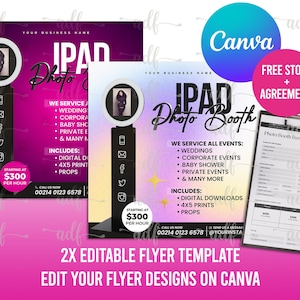 2x IPAD Photo Booth Flyer, Premade Business Social Media Flyer, iPad Booth Flyer, Event Photography, Diy Booth Rental Flyer Template