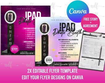 2x IPAD Photo Booth Flyer, Premade Business Social Media Flyer, iPad Booth Flyer, Event Photography, Diy Booth Rental Flyer Template