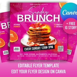 EDITABLE Sunday Brunch Flyer, Event Flyer, Brunch Invitation Flyer, Social Media Premade Flyer Design, Brunch invitation