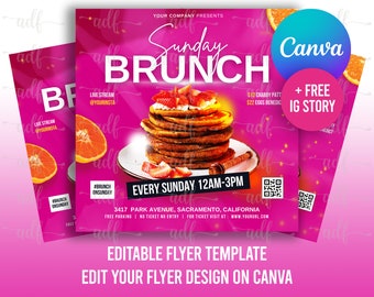 EDITABLE Sunday Brunch Flyer, Event Flyer, Brunch Invitation Flyer, Social Media Premade Flyer Design, Brunch invitation