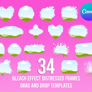 34 bleekeffectframes, bewerkbare drag-and-drop-frames, noodlijdende randcanvaframes, vul je eigen ontwerp, canvaframes