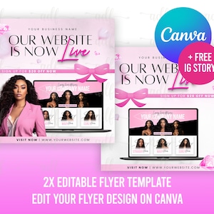 2x Website Launch Flyer Template, Booking Site, Appointments, Web Banner, Social Media Promotion, Canva Flyer template, Edit In Canva