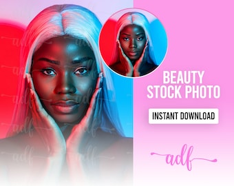 Beauty Model Stock Photo | Hair, Makeup, Lash, Skincare, Beauty Business Stock Photo | 1 JPEG Image | Instant Download | Black Beauty Model