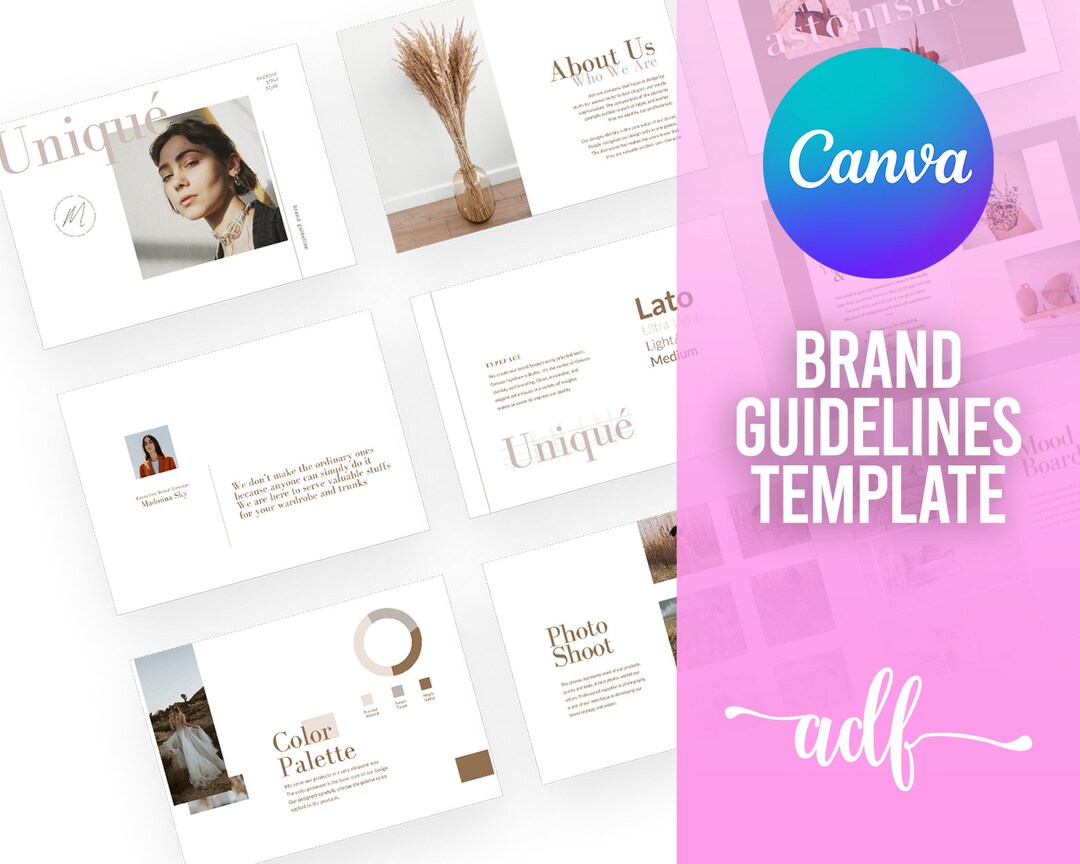 Brand Guidelines Template Customizable Canva Template, 10page Brand
