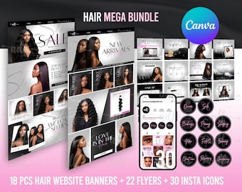 Hair Salon Banner Template Bundle: Shopify, Instagram & Canva