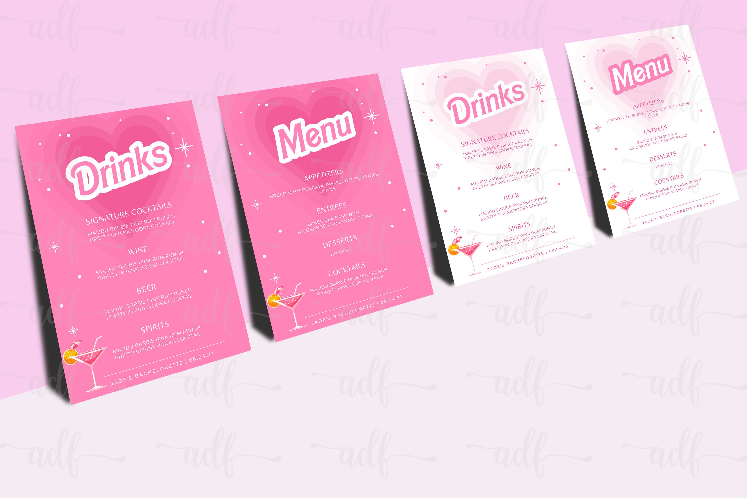 Dollthemed Menu Template Pack, Doll Bar Menu Menu Template, Bar Sign
