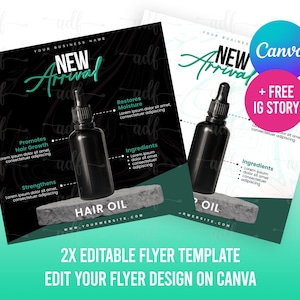 NEW PRODUCT FLYER, Premade Business Social Media Flyer, Hair Oil Flyer, Beauty Product Flyer, Diy Flyer Template, Hair Growth Oil