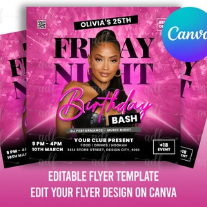 Birthday Flyer, Birthday Girl, Birthday Template, Birthday Party, Birthday Dinner, Birthday Invitation, Birthday Invite, Birthday Bash