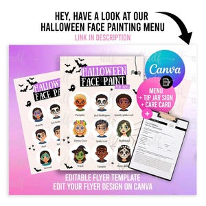 Face Painting Menu Board: Kids Party Canva Template (digital Download ...