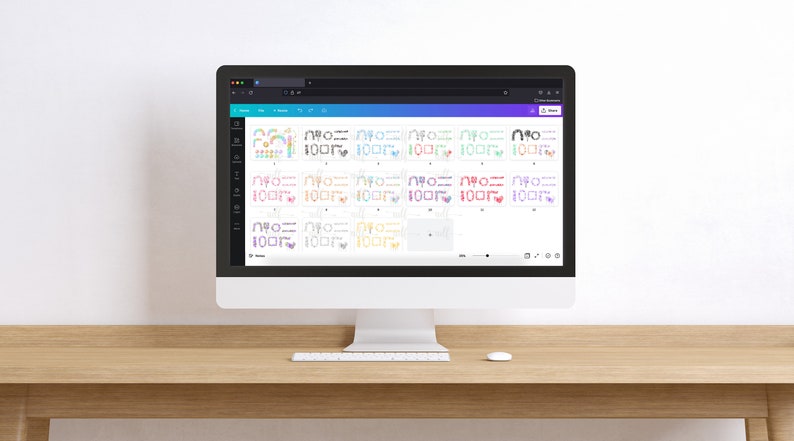 Puede incluir: Una pantalla de ordenador que muestra un calendario digital con dise&ntilde;os coloridos y el texto "1000 1000 1000 1000 1000w = = = 100 100 100 100 100 100 1000 1000 1000".