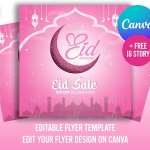 EID SALE FLYER, kant-en-klare zakelijke sociale media-flyer, Ramadan-flyer, Eid Mubarak