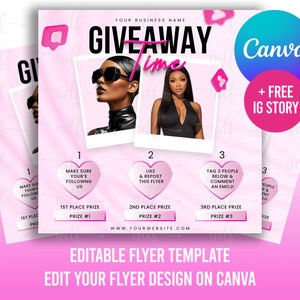 Giveaway Flyer, DIY Flyer Template Design, Contest Flyer, Raffle E-flyer Template, Raffle Ticket Event Flyer, Premade Social Media Post