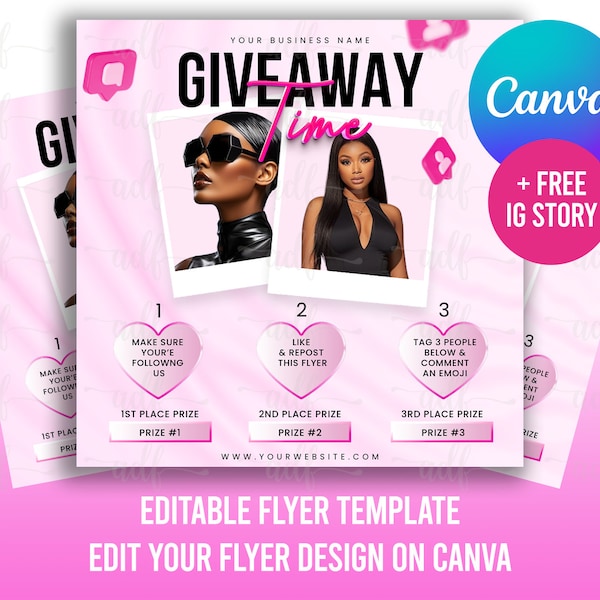 Giveaway Flyer, DIY Flyer Template Design, Gewinnspiel Flyer, Raffle E-flyer Template, Raffle Ticket Event Flyer, Vorgefertigter Social Media Post