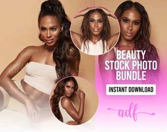 Beauty Model Stock Photos | Hair, Makeup, Lash, Skincare, Beauty Business Stock Photo | 4 JPEG Image | Instant Download | Black Beauty Model
