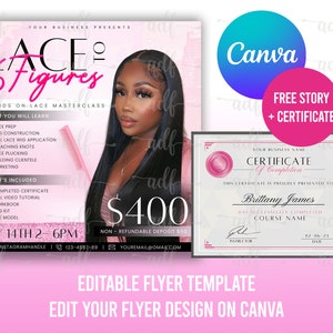 DIY Wig Class Flyer Template, Wig Course Flyer, Lace Wig ClassWig Masterclass, Online Course Flyer Template, Training Course Flyer Template