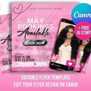 May Booking Flyer, May Sale Flyer, May Appointment Flyer, Book Now Flyer, Hair, Nail, Makeup, Lashes Flyer, Spring bookings, Hair Bundles