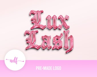 May include: Pink pre-made logo with the text "Lux Lash" in a gothic font.