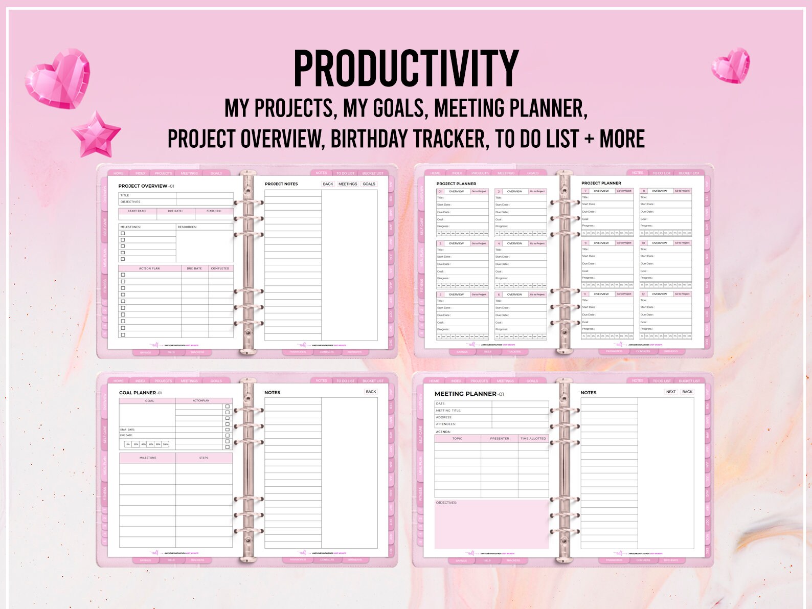 UNDATED Digital Planner, LANDSCAPE Planner Template, Goodnotes Planner