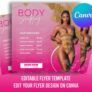 DIY BODY CONTOURING flyer, Premade flyer, Instagram flyer, Body Sculpting, Social Media flyer, Spa flyer, Esthetician flyer, Editable, Canva