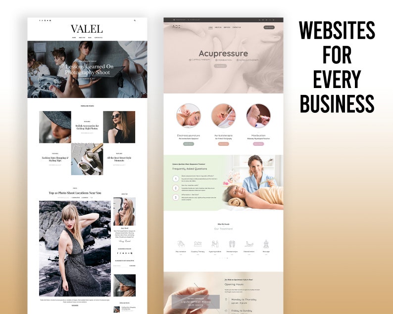 May include: A website design for an acupressure business. The website features a light green and white color scheme with a photo of a woman receiving an acupressure treatment. The text "Acupressure" is displayed in a large font at the top of the page. The website also includes a section with frequently asked questions and a section with information about the business's opening hours.
