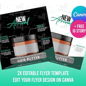 NEW PRODUCT FLYER, Premade Business Social Media Flyer, Hair Butter Flyer, Beauty Product Flyer, Diy Flyer Template, Hair Growth Butter