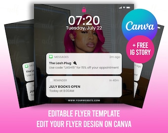 Book Now Flyer, Appointments Available, Spring Sale, Booking, DIY Custom Flyer, Social Media Flyer, Hair Makeup Lashes Flyer, Canva Template