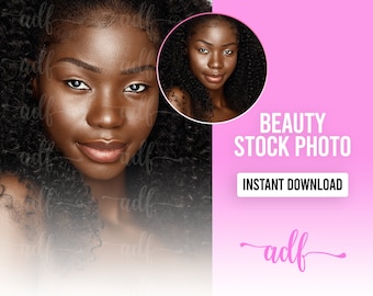 Beauty Model Stock Photo | Hair, Makeup, Lash, Skincare, Beauty Business Stock Photo | 1 JPEG Image | Instant Download | Black Beauty Model