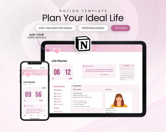 Pink Notion ADHD Life Planner Template: All-in-One Dashboard (Digital Download)