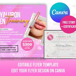 HYALURON PEN Flyer, booking flyer, Training course, Lip filler, Hyaluron pen, Hyaluron acid, Training manual, Fat dissolve flyer, cosmetic
