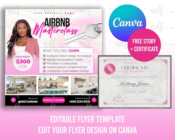 AIRBNB COURSE FLYER, Airbnb Masterclass Flyer, Masterclass Flyer, Airbnb Course, Airbnb Flyer, Airbnb Class, Estate Agent flyer, Host AirBnb
