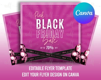 Black Friday Sale Flyer Template, Pink Design (PDF, JPG, PNG)