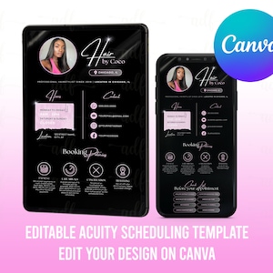 Hair Stylist Acuity Scheduling Template, Luxury Template, Hair Stylist, Hair Stylist Website, Canva Banner, Black and Pink Acuity