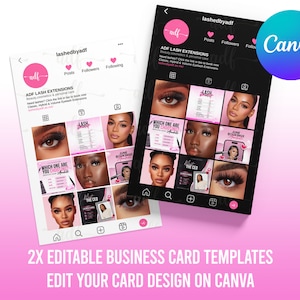Carte de visite Instagram 2025, carte de visite IG, carte de visite Lash Tech, carte de visite code QR, modèle de carte de visite Instagram