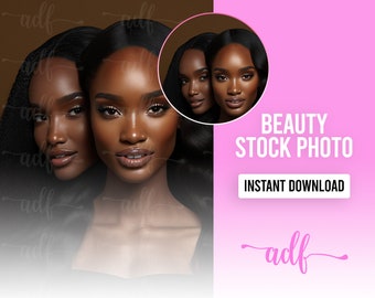 Beauty Model Stock Photo | Hair, Makeup, Lash, Skincare, Beauty Business Stock Photo | 1 JPEG Image | Instant Download | Black Beauty Model