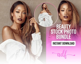 美容モデルのストック写真 | ヘア、メイク、まつ毛、スキンケア、美容ビジネスのストック写真 | 3 枚の JPEG 画像 | 即時ダウンロード | 黒人の美容モデル