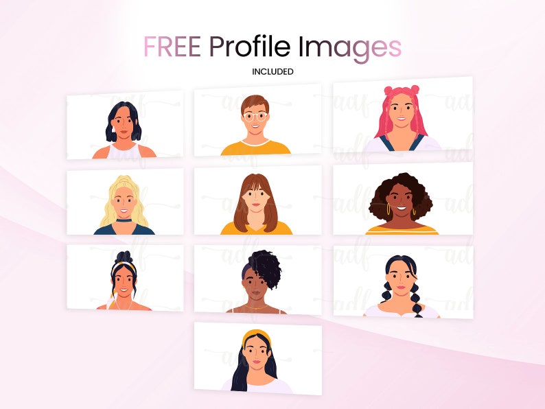 May include: A collection of nine profile images featuring diverse individuals with different hairstyles and clothing. The images are set against a white background.