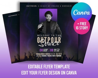 Pentecost Sunday Church Flyer Template: Holy Spirit Revival Design (Canva Editable, Digital Download)