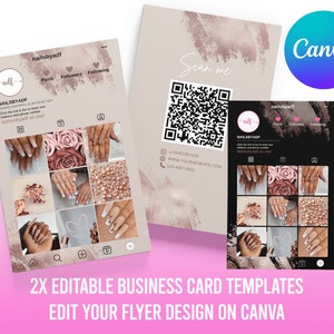 Rose Gold Instagram Business Card, IG Business Card, Nail Stylist Business Card, QR code Business Card, Business Template