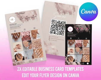 Rose Gold Instagram Business Card, IG Business Card, Nail Stylist Business Card, QR code Business Card, Business Template