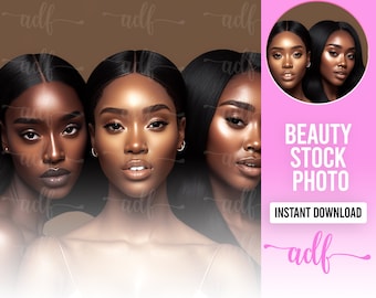 Beauty Model Stock Photo | Hair, Makeup, Lash, Skincare, Beauty Business Stock Photo | 1 JPEG Image | Instant Download | Black Beauty Model