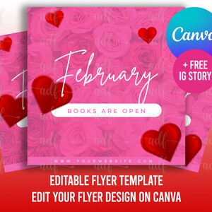 February Appointments Available , now booking flyer , instagram valentine&#39;s day graphic , diy valentine&#39;s day flyer , canva flyer template