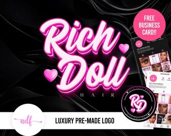 Logotipo prediseñado para negocios de belleza: Imagen de marca en rosa, plantilla para tarjeta de visita (descarga digital)