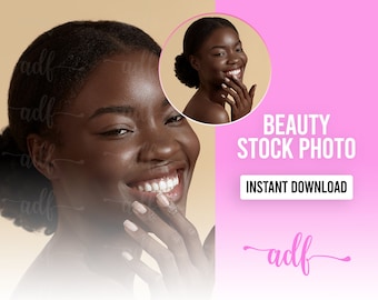 Beauty Model Stock Photo | Hair, Makeup, Lash, Skincare, Beauty Business Stock Photo | 1 JPEG Image | Instant Download | Black Beauty Model