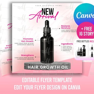NEW PRODUCT FLYER, Premade Business Social Media Flyer, Hair Oil Flyer, Beauty Product Flyer, Diy Flyer Template, Hair Growth Oil